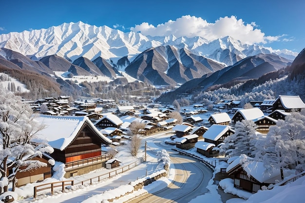 Shirakawago dorp in de winter van Japan