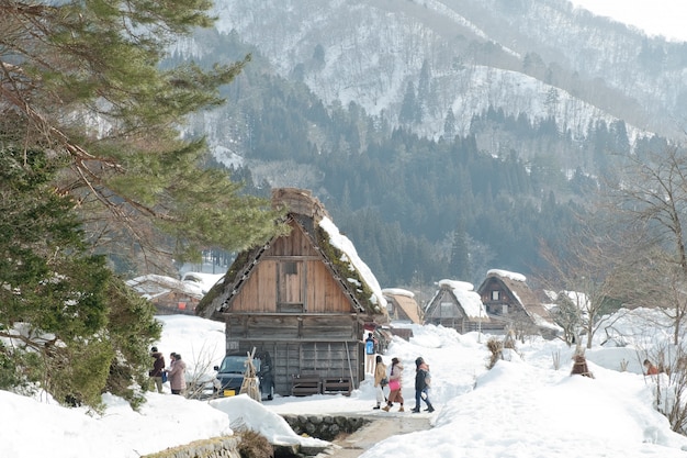 Shirakawago, historisch winterdorp in Japan.