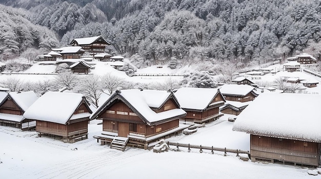 写真 シラカワゴ村 冬の日本