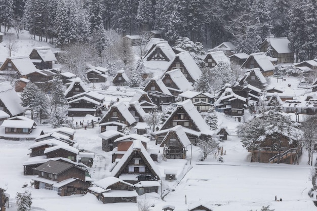 Photo shirakawagoshirakawa villagein the winterworld heritage sitegifujapan