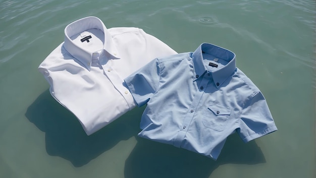 Foto una camicia che galleggia nell'acqua accanto ad un'altra camicia