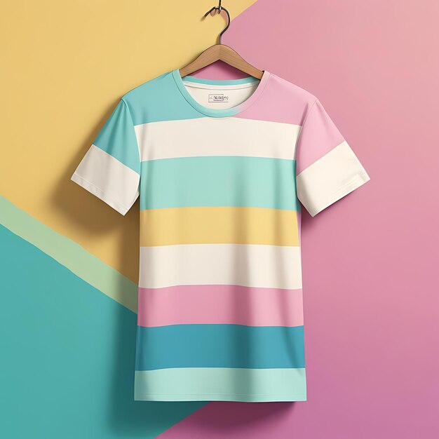 A shirt on a painted pastel background with plank colors ai