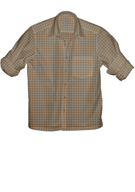 A shirt that has a green and orange checkered pattern on it