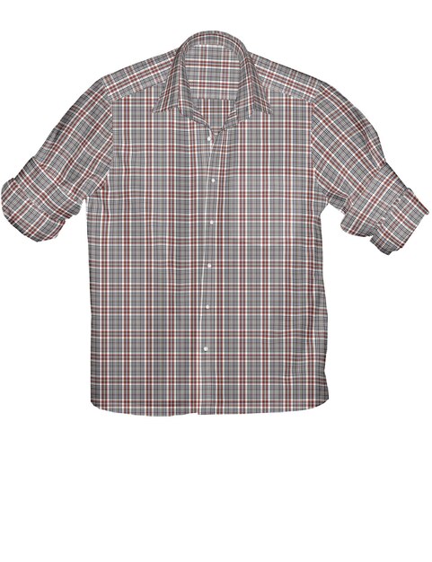 a shirt that has a red and white checkered shirt on it