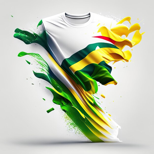 Shirt in white green and yellow