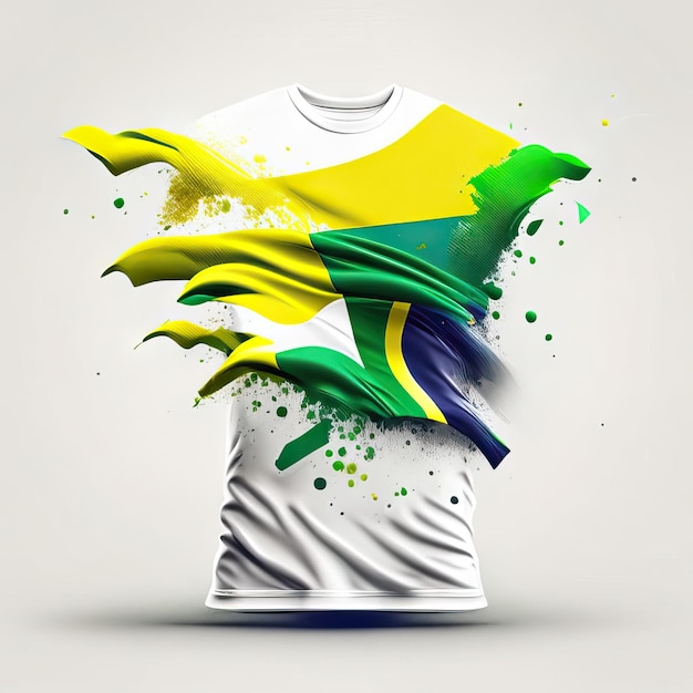 Photo shirt in white green and yellow