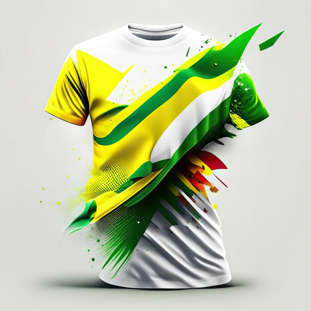 Shirt in white green and yellow