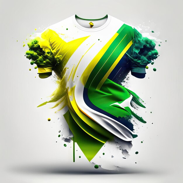 Photo shirt in white green and yellow