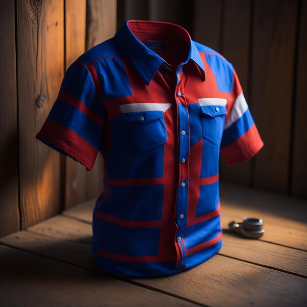 Photo a shirt with a blue and red color design