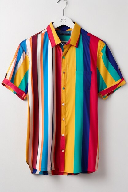 Foto una camicia con una striscia colorata con un uomo