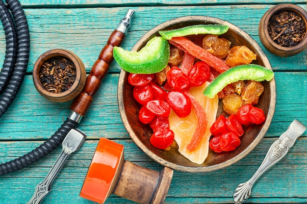 Shisha with candied fruit.