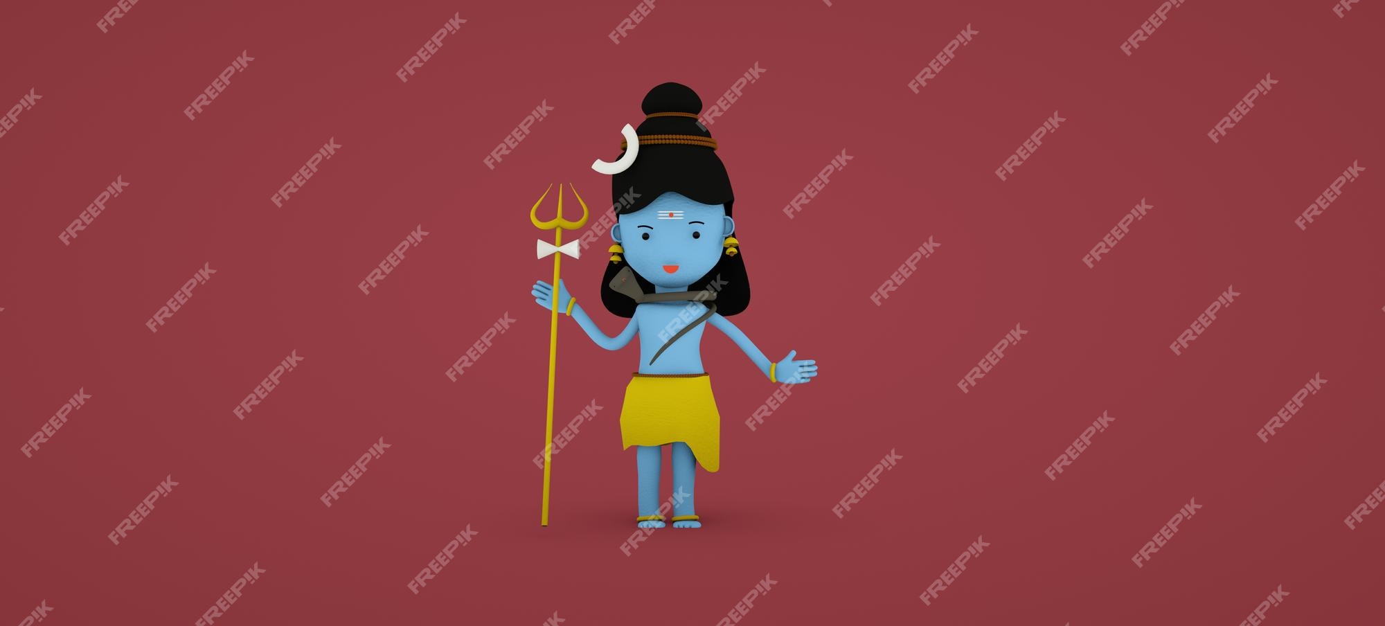 Premium Photo | Shiva 3d illustration cute shiva with moon and ...