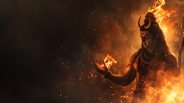 Shiva God with fire