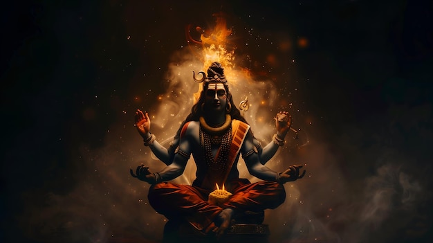 Shiva God with fire