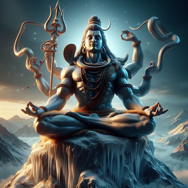 Shiva hindu god sculpture in meditation