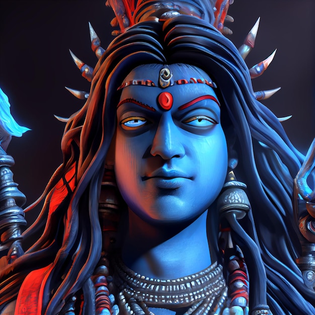 Shiva portrait hindu god hinduism deity with blue skin