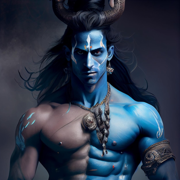 Shiva portret hindoeïstische god hindoeïsme godheid met blauwe huid