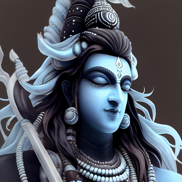 Shiva portret hindoeïstische god hindoeïsme godheid met blauwe huid