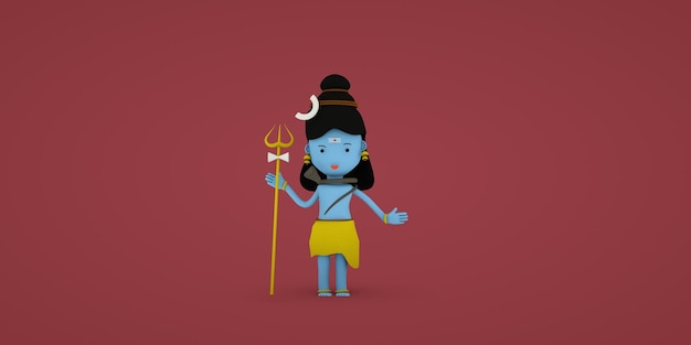 Photo shiva shivratri images god shiva 3d illustration cute shiva cartoon image