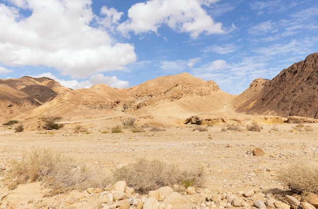 アラバ砂漠イスラエルのShkhoret峡谷