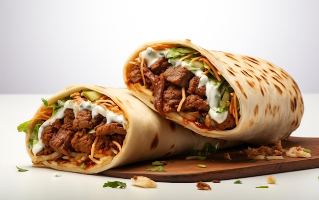 Shoarma Sandwich op Geïsoleerde Achtergrond Generatieve AI