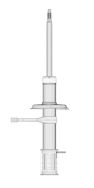ショックアブソーバー、ボディ構造、ワイヤーモデル