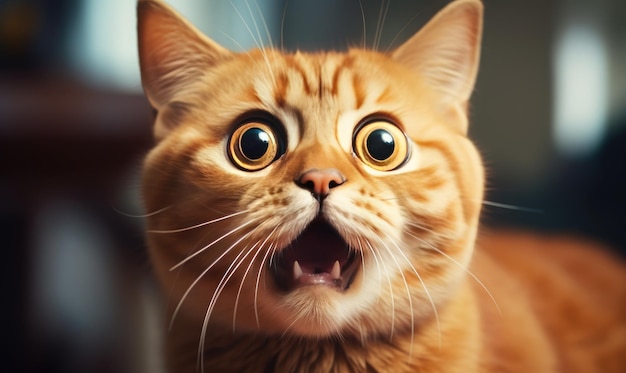 Shocked cat with wideopen mouth capturing a moment of pure astonishment