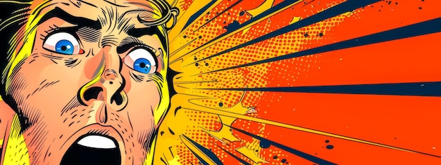 Photo shocked comic book character in vibrant action