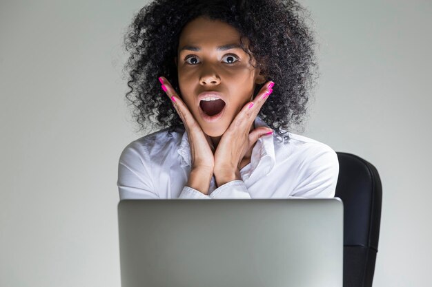 Shocked cute office employee