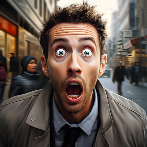 shocked man with amazed face