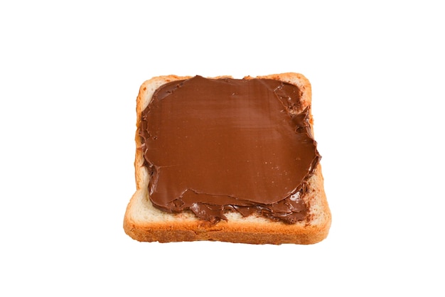 Сэндвич с шоколадной пастой на белом фоне