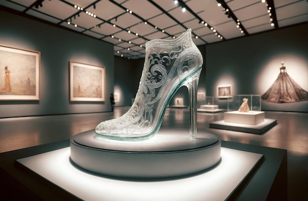 A shoe crafted entirely from glass