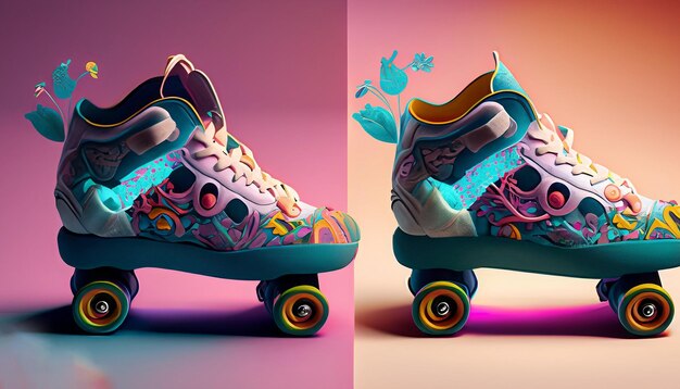 обувь реалистичная текстура яркая студия красочная реалистичная цветочная подсветка замысловатая деталь мягкая сму