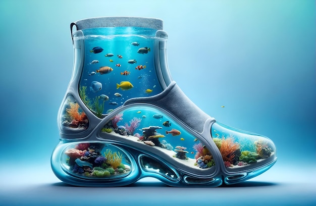 A shoe with an aquarium theme