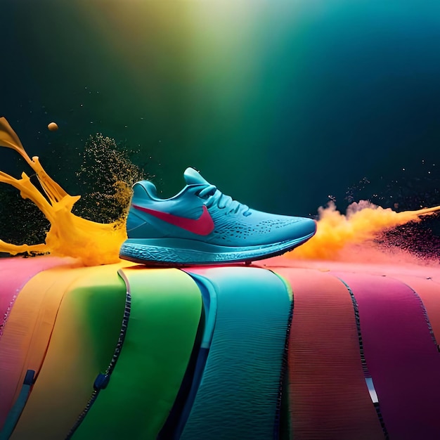 Photo shoe with color powder plosion