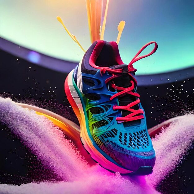 Photo shoe with color powder plosion