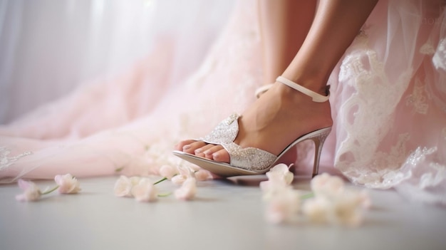 Photo shoes bride with garter