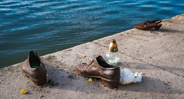 Shoes on the danube bank in budapest