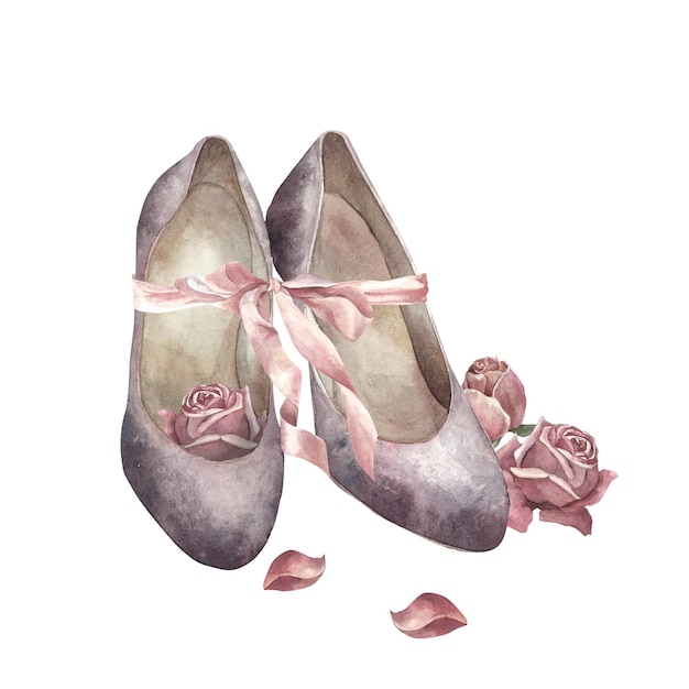 Туфли цветы Акварель