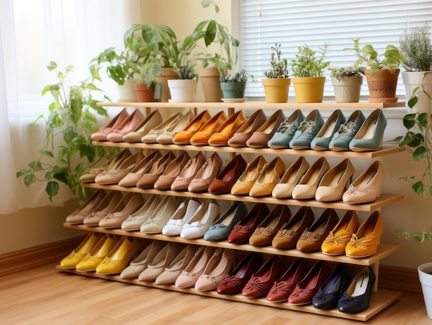 Shoes kept side ways in shoe rack