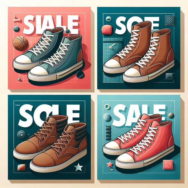 Shoes sale for social media post or square banner template design