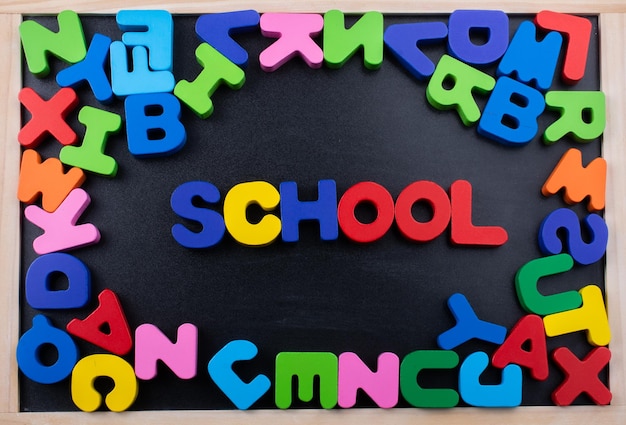 Shool wording and Colorful Letters made of wood