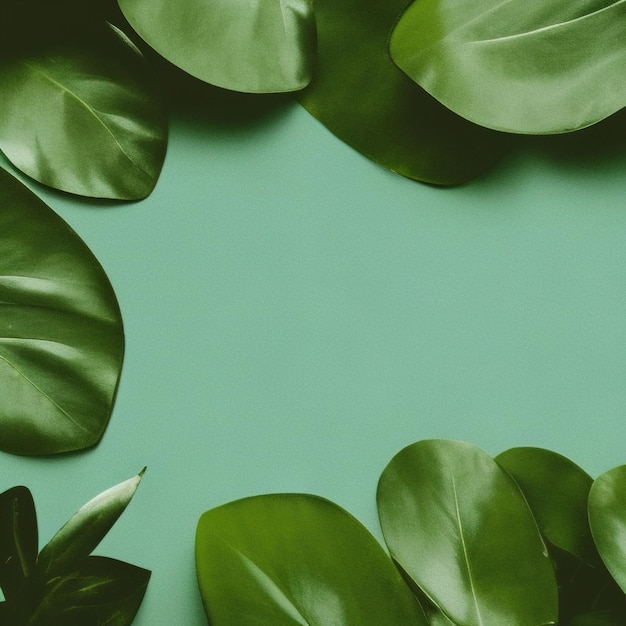 Shooting for makeup natural cosmetics Closeup mockup with green leaves