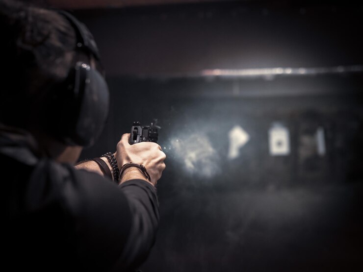 Photo shooting practice at the shooting range
