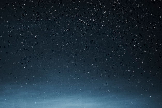 Shooting star in the dark blue sky over Greenland