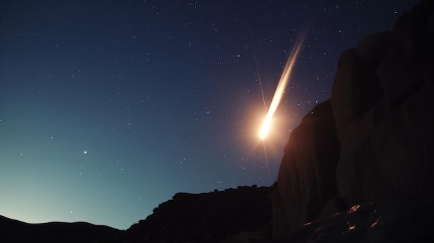 Foto la stella cadente che attraversa il campo stellare viene generata dall'ia