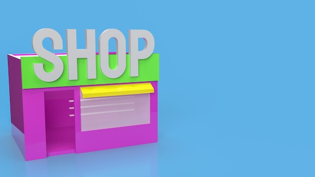 The shop on blue background for business concept 3d rendering