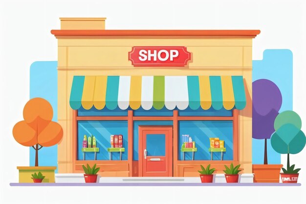 shop in the city colorful cartoon vector style shop