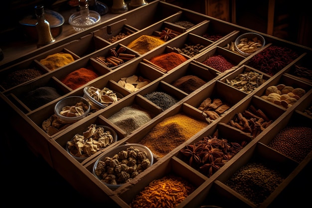 Shop of different spices Neural network AI generated