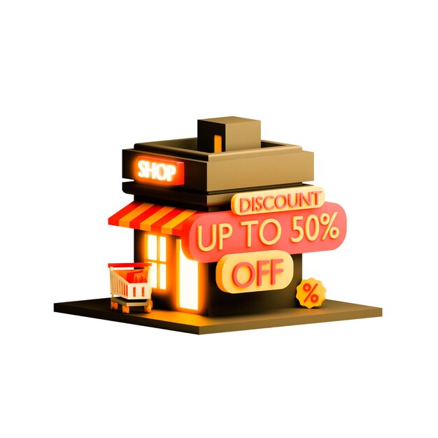 Photo shop discount 3d icon